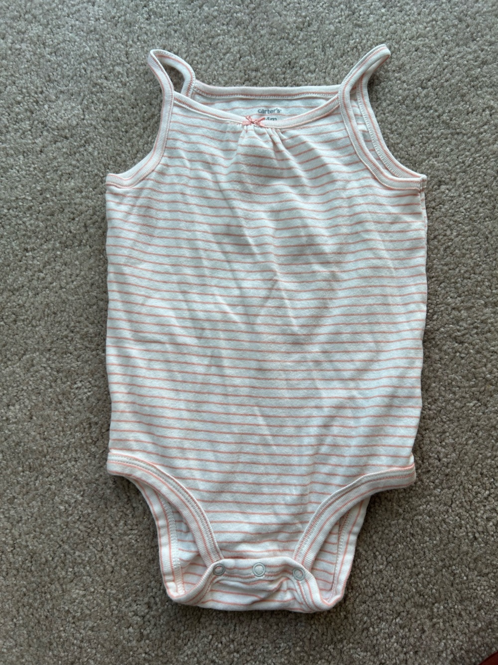 Carter's White and Light Pink Striped Sleeveless Bodysuit
